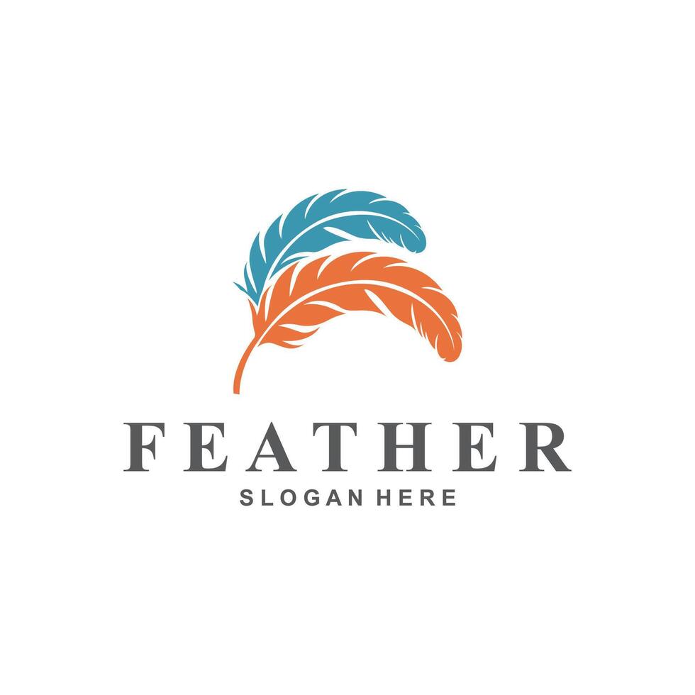 Feather logo with very simple and elegant vector