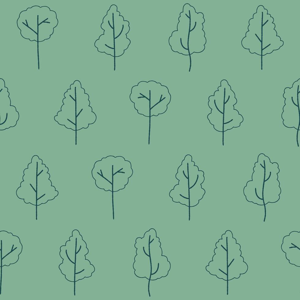 Outline Collection of Tree Seamless Pattern illustration for Print, Wallpaper, Decoration. vector
