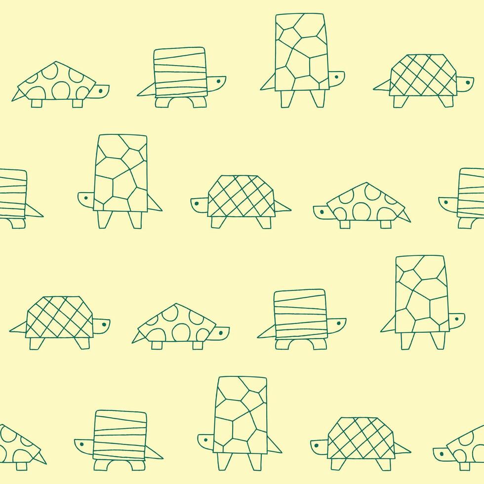 Outline Collection of Turtle Stick Seamless Pattern illustration Design vector