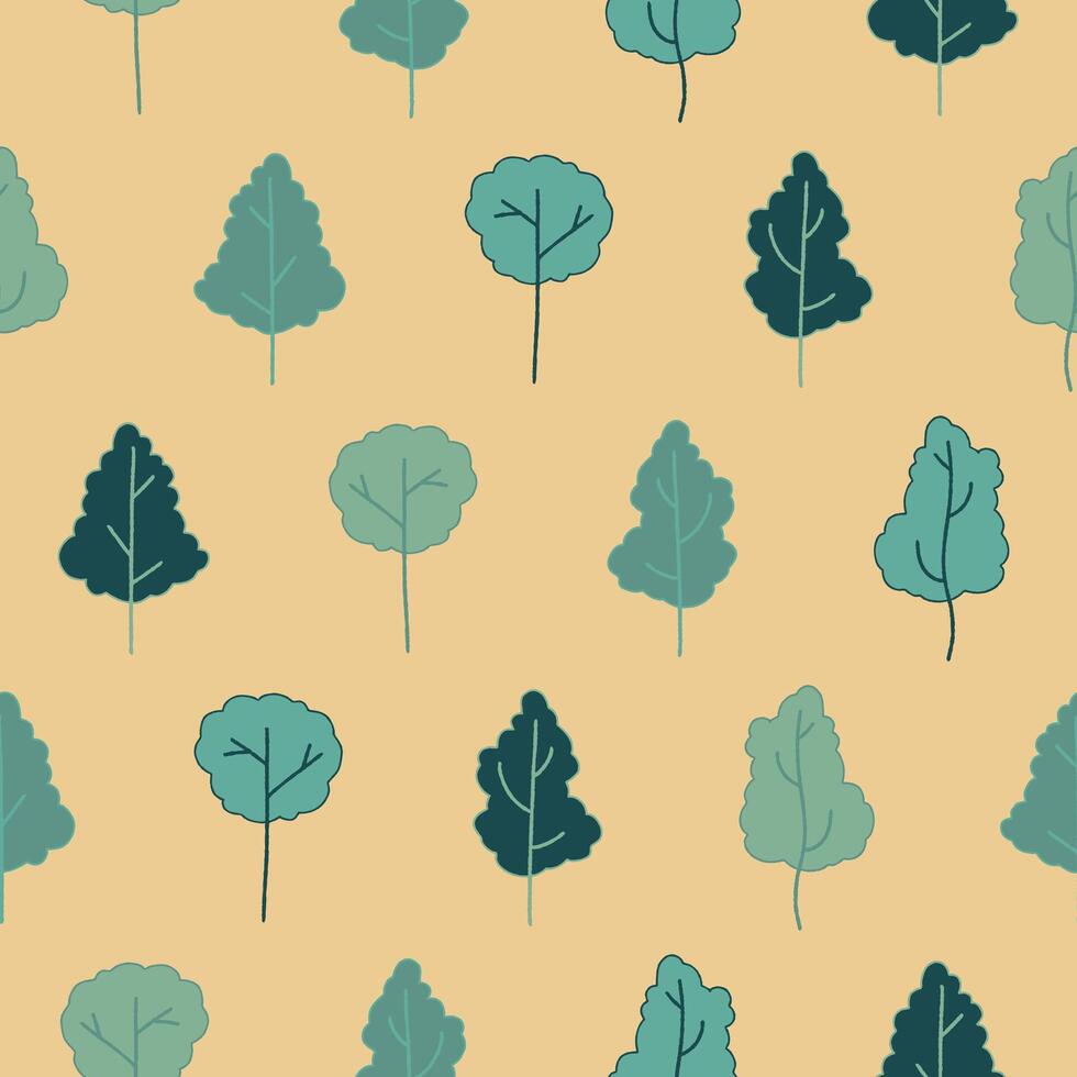 Collection of Tree Seamless Pattern illustration for Print, Wallpaper, Decoration. vector