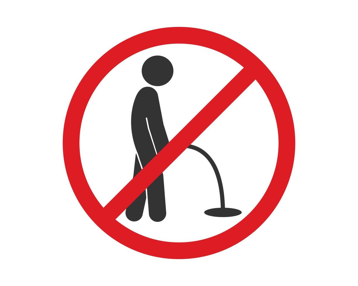 No Peeing icon symbol. Pissing prohibited sign. Urinate not allowed. No peeing on floor illustration image. Isolated on white background. vector