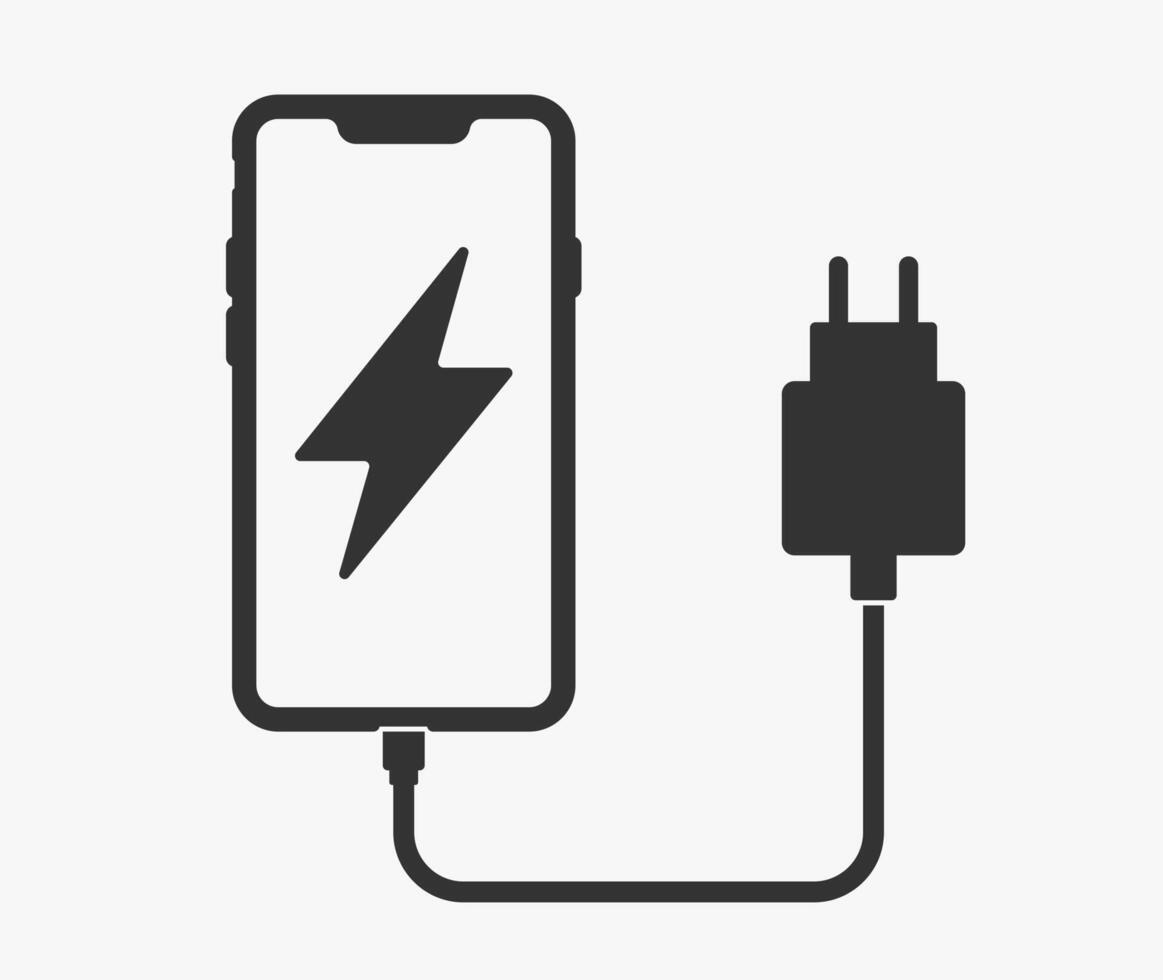 Phone Charging Icon Symbol. Mobile Charging Station logo sign. Battery charge power symbol. illustrator image. Isolated on white background. vector