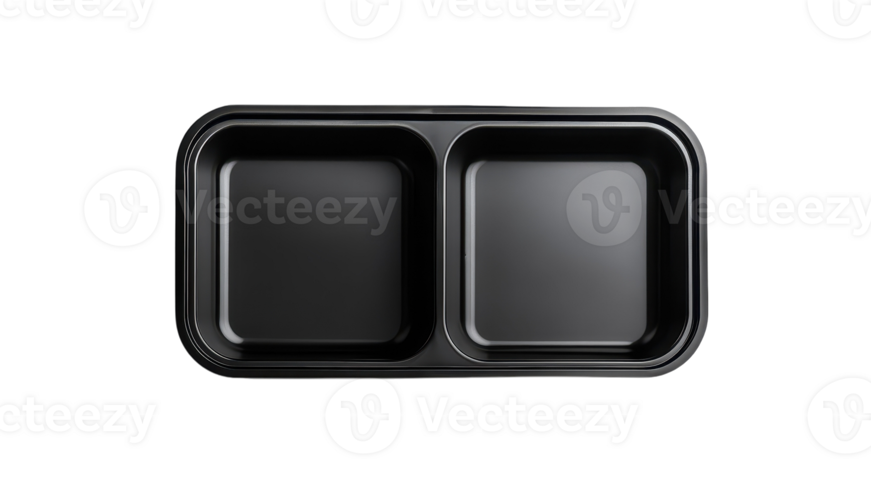Two black rectangular containers with two compartments png