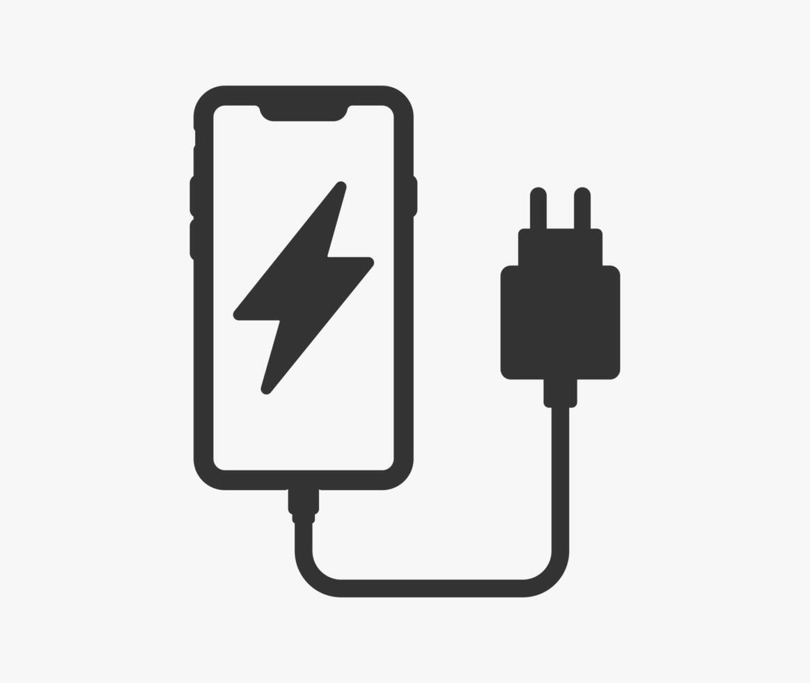 Phone Charging Icon Symbol. Mobile Charging Station logo sign. Battery charge power symbol. battery illustrator image. Isolated on white background. vector