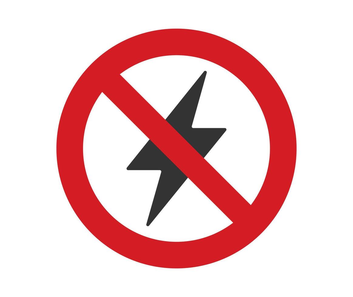 No power, charging. Antistatic material flash icon. Static electricity lightning bolt sign. No electricity warning symbol. No energy power, voltage or electricity logo. illustration image. vector