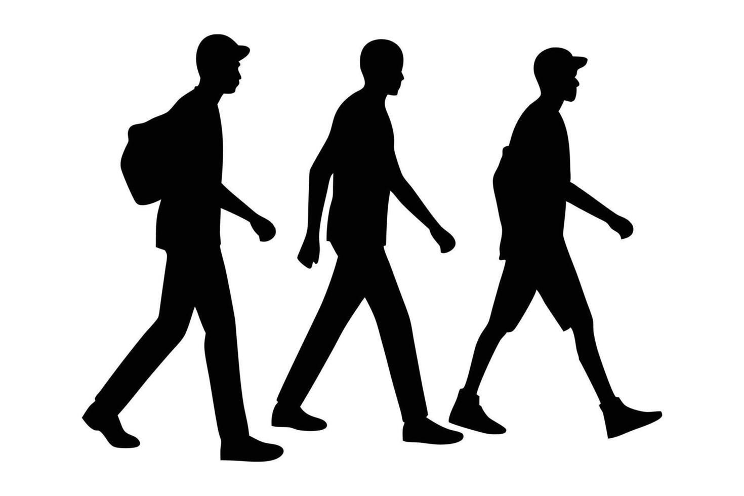 Silhouette Art of Men Walking vector