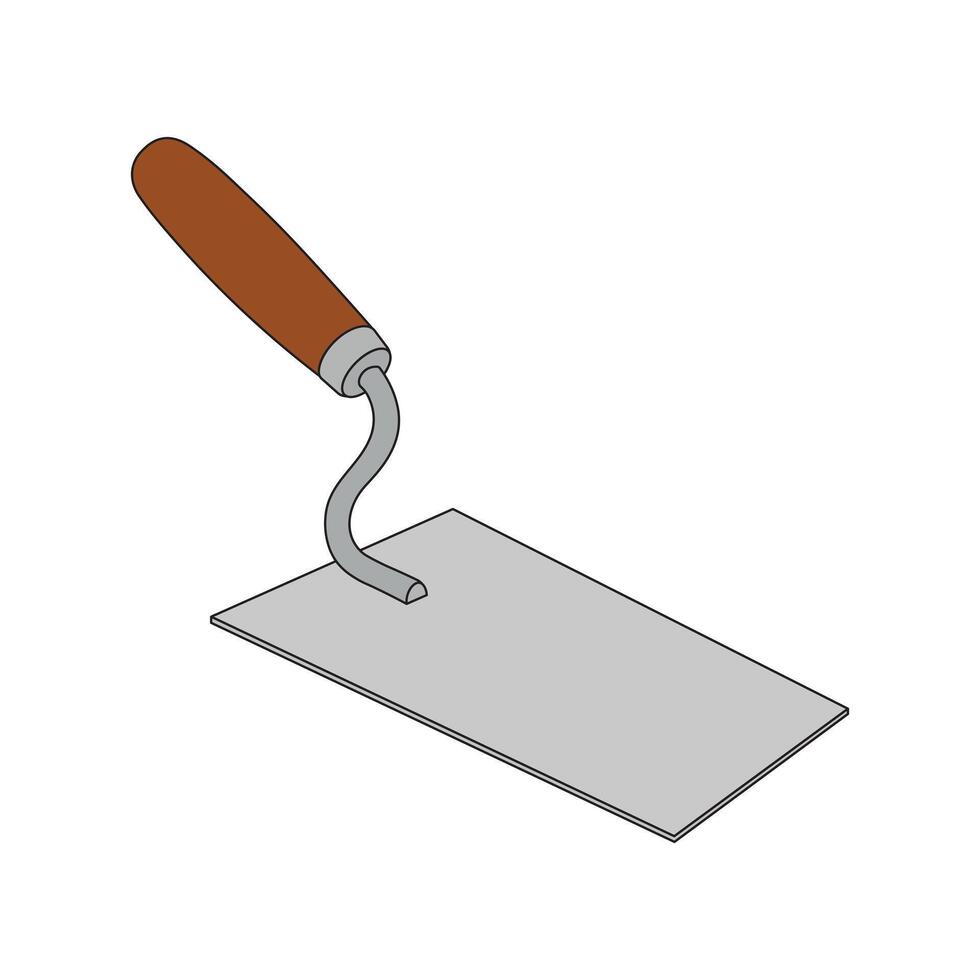 kids drawing illustration masonry trowel flat cartoon isolated vector