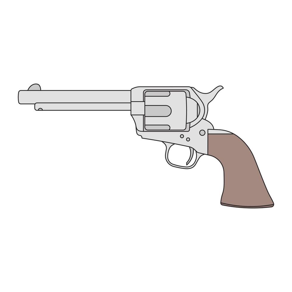 kids drawing illustration cowboy firearm flat cartoon isolated vector
