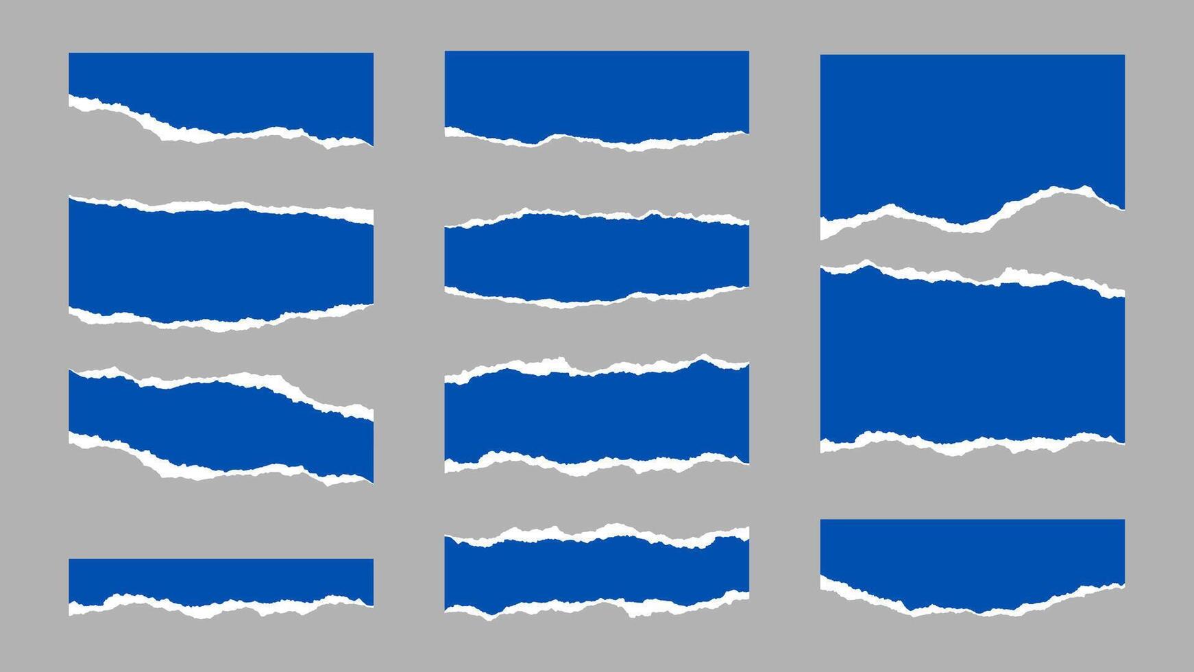 Blue and White Ripped Paper Pieces with Torn Edges vector