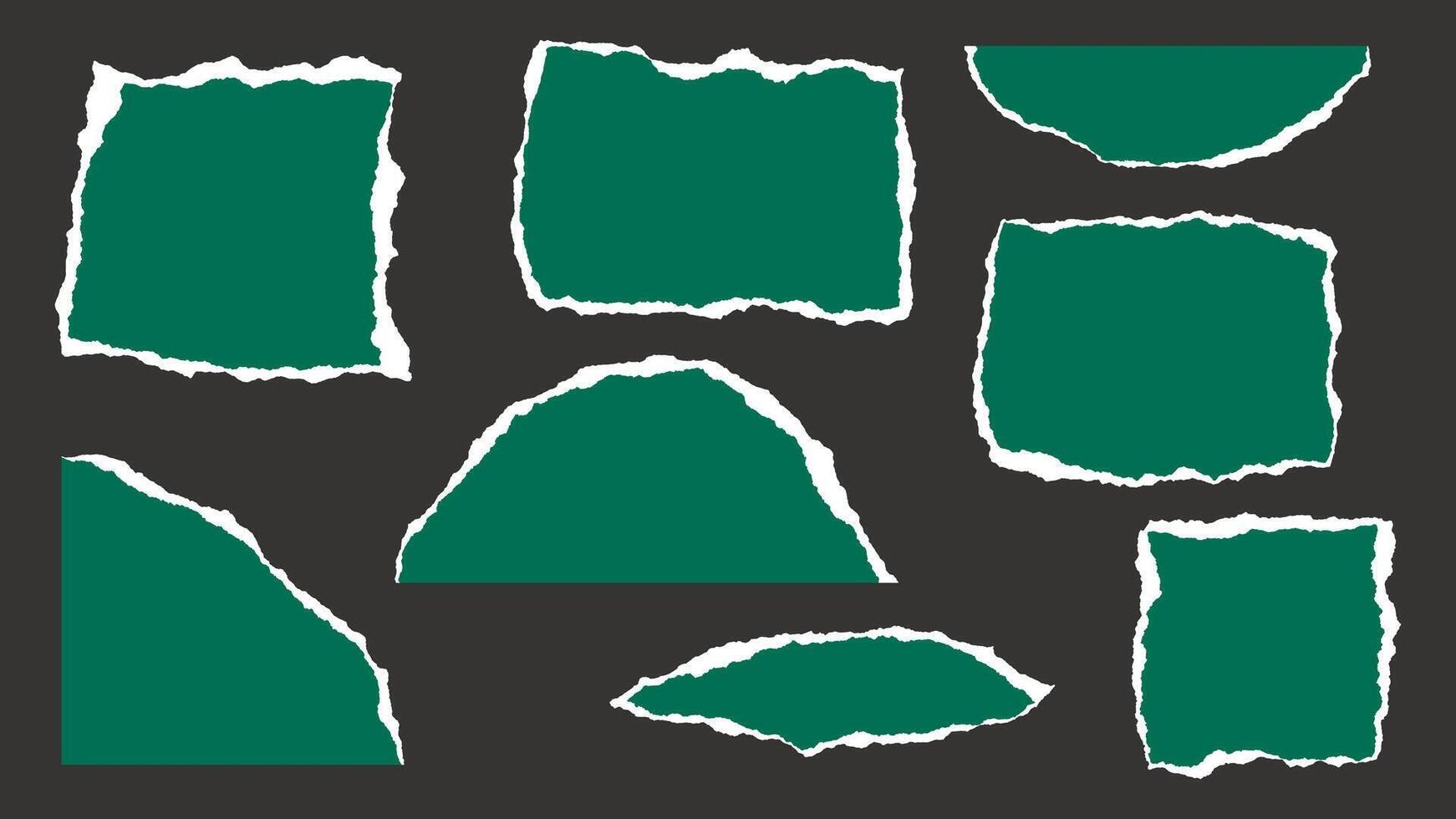 Green and White Torn Paper Pieces vector