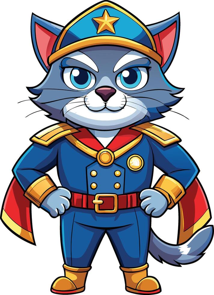 A cartoon cat in a superhero costume vector