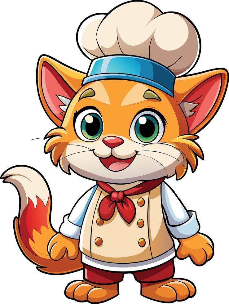 Cartoon cat chef vector