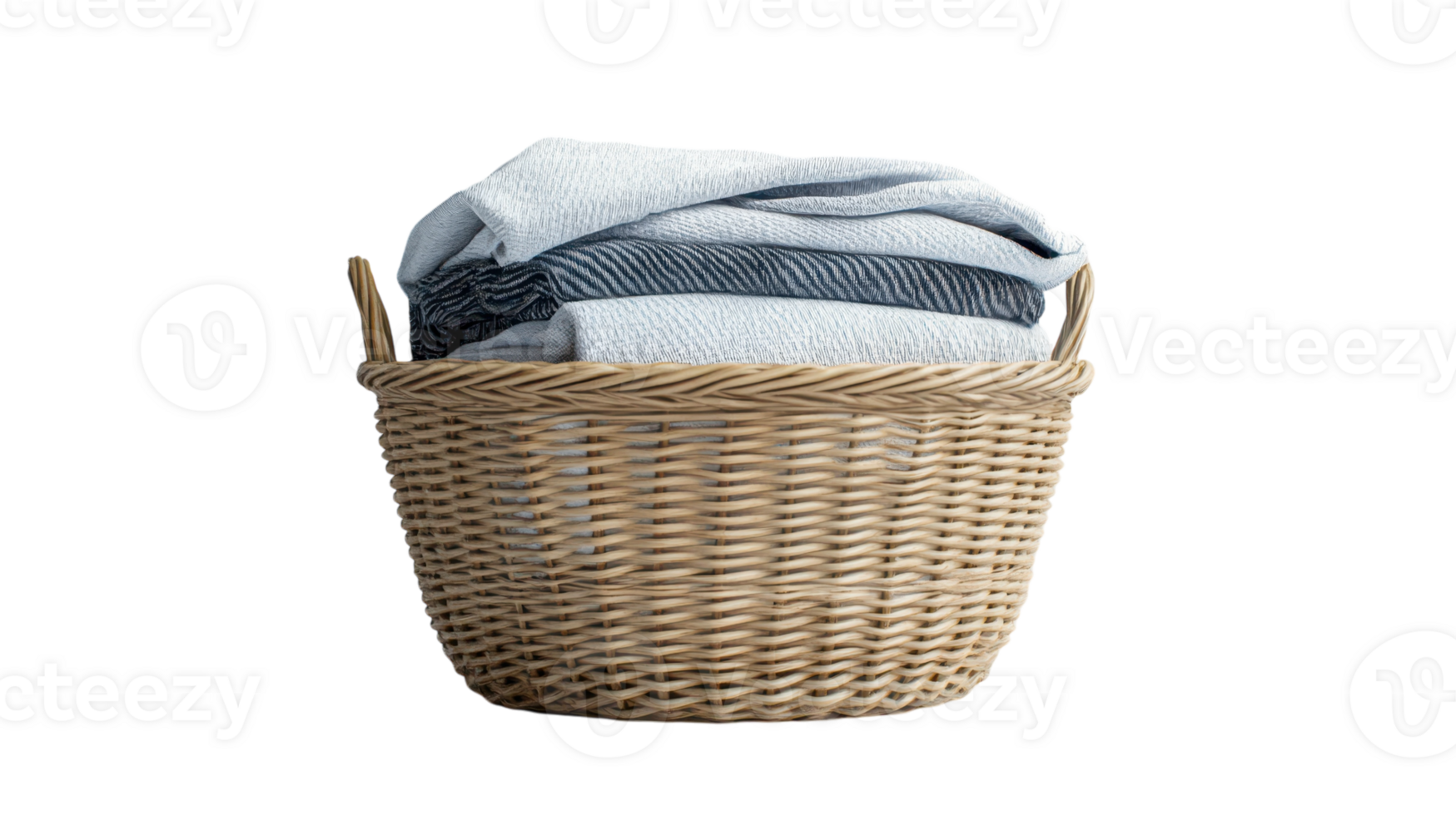 A basket with folded towels sitting on top of it png