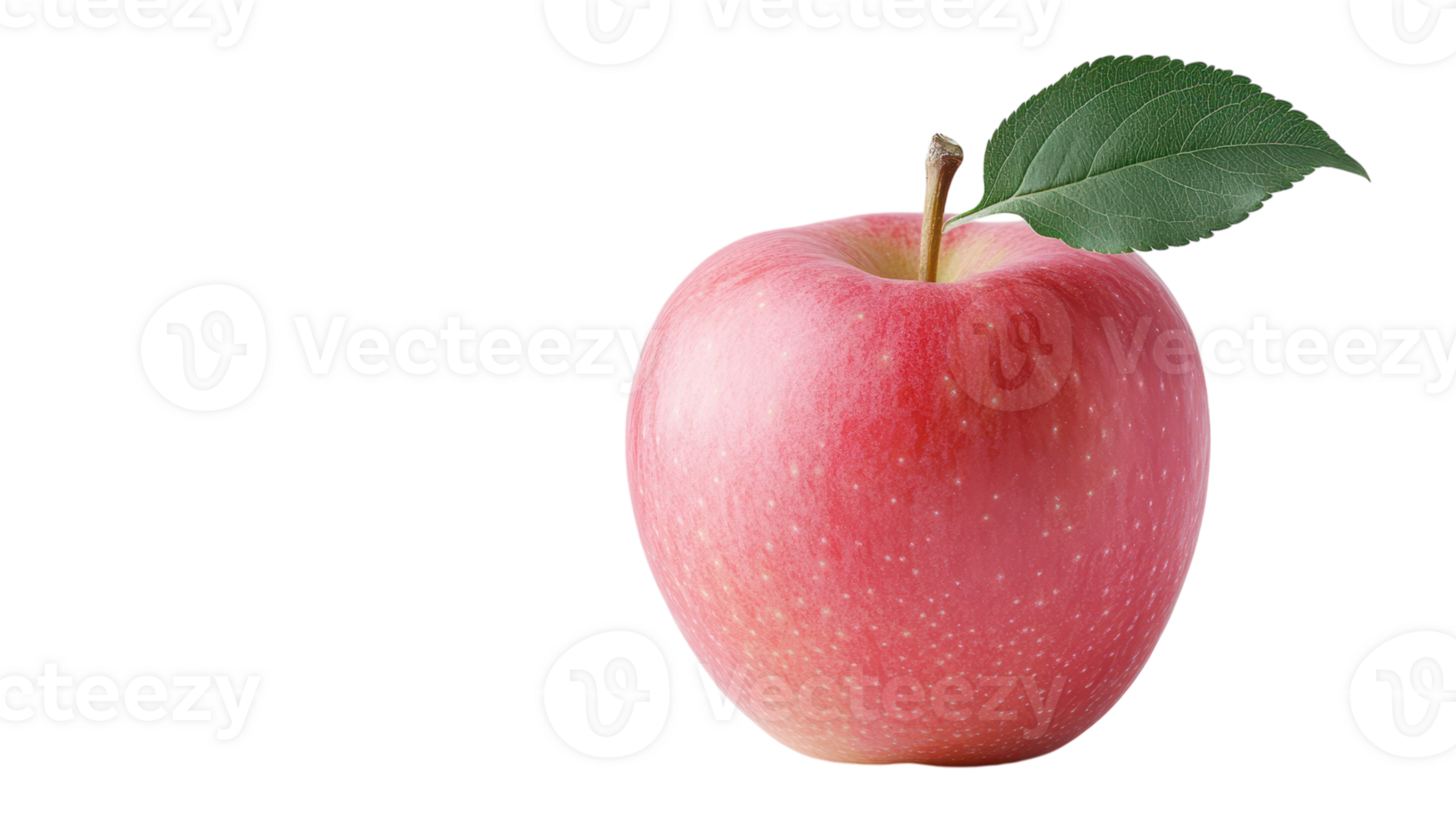 A single apple with a leaf on it png