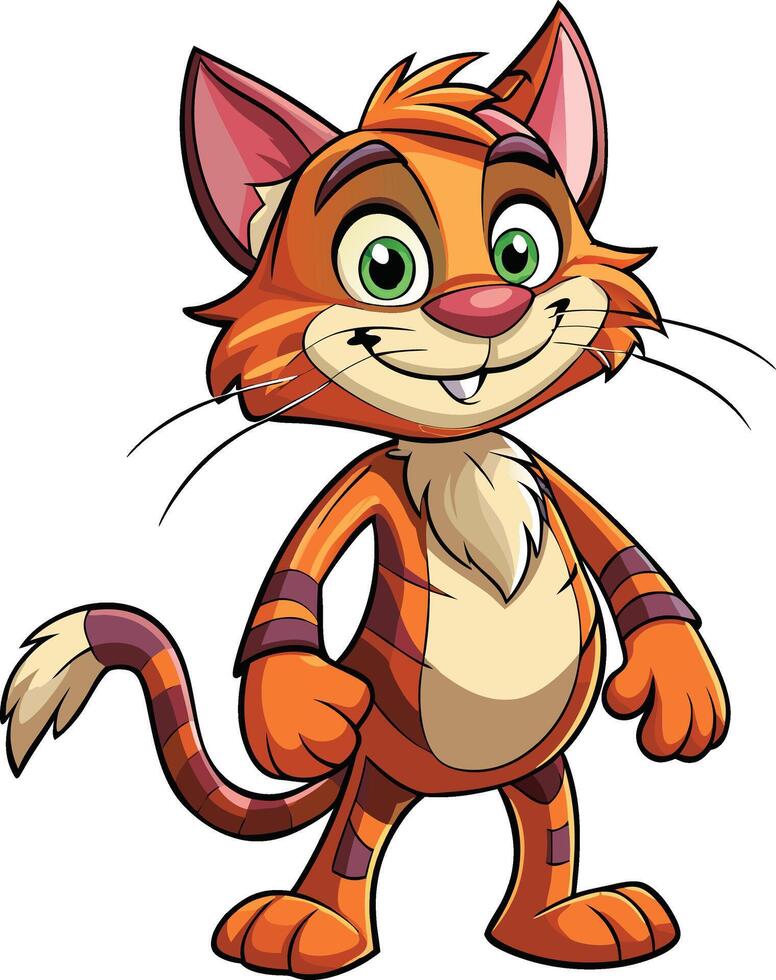 A cartoon cat with big eyes and a big nose vector