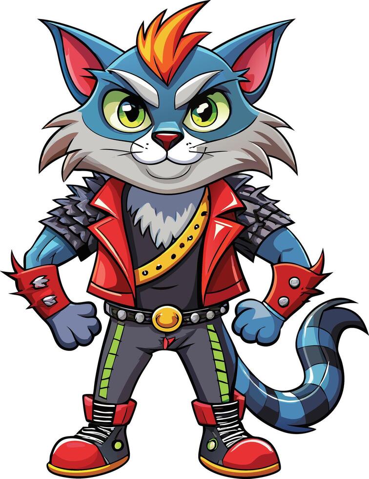 A cartoon cat wearing a red jacket and boots vector