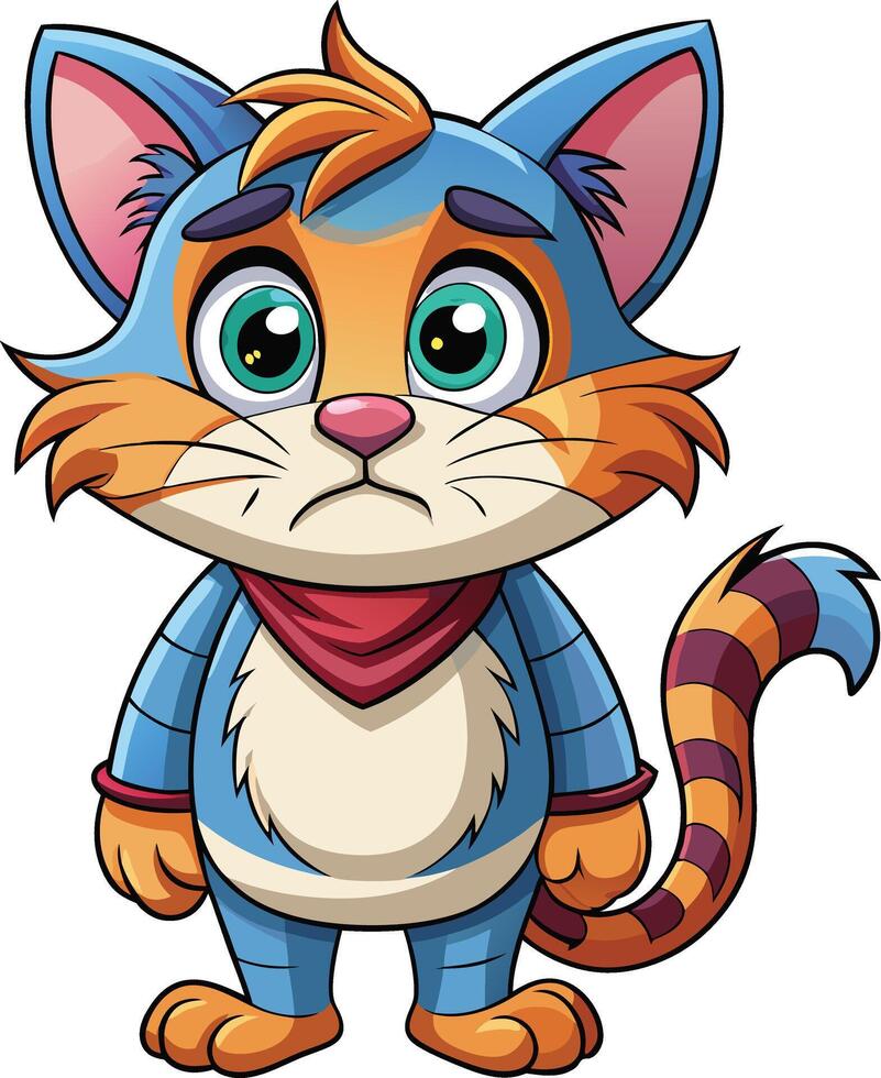 A cartoon cat wearing a scarf and hat vector