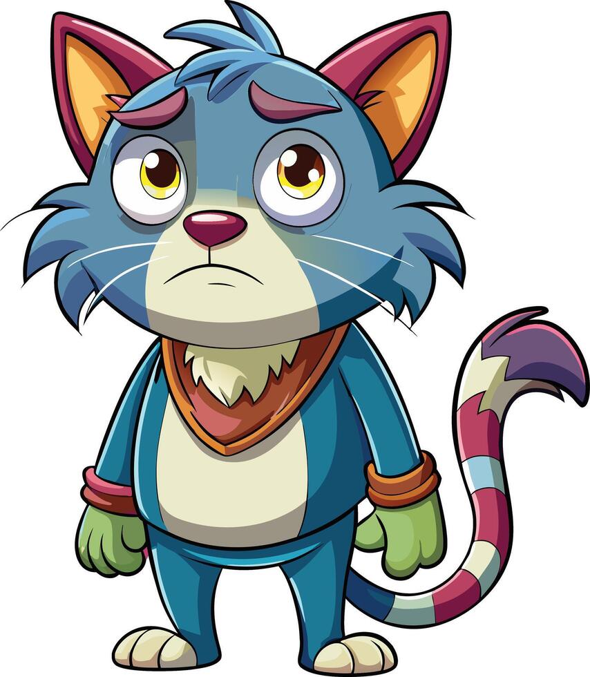 A cartoon cat with a bandana on his head vector