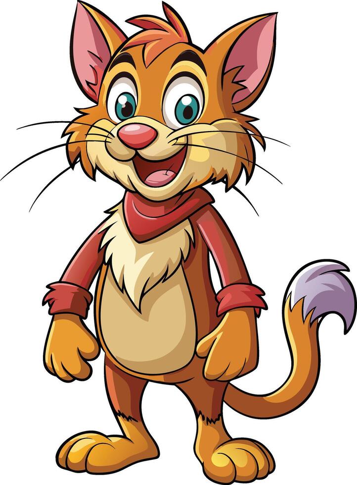 Cartoon cat with red scarf vector