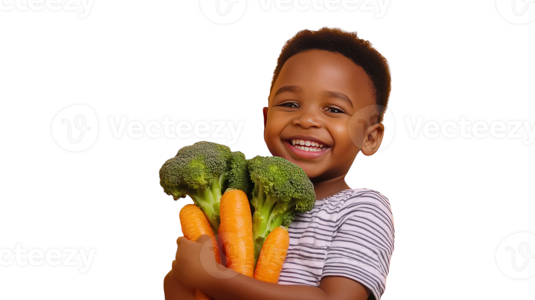 A young boy holding a bunch of broccoli and carrots png