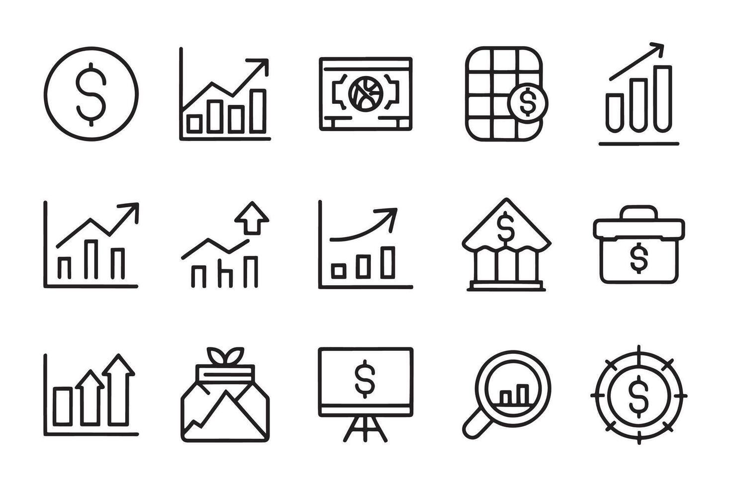 Containing stocks, stock exchange, financial goal, related editable icon set isolated flat illustration white background vector