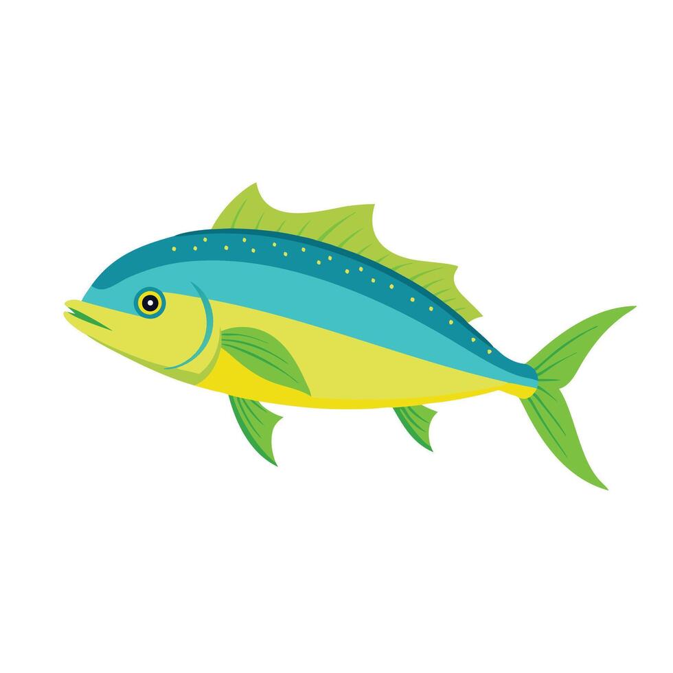 Mahi Mahi animal isolated flat illustration on white background vector