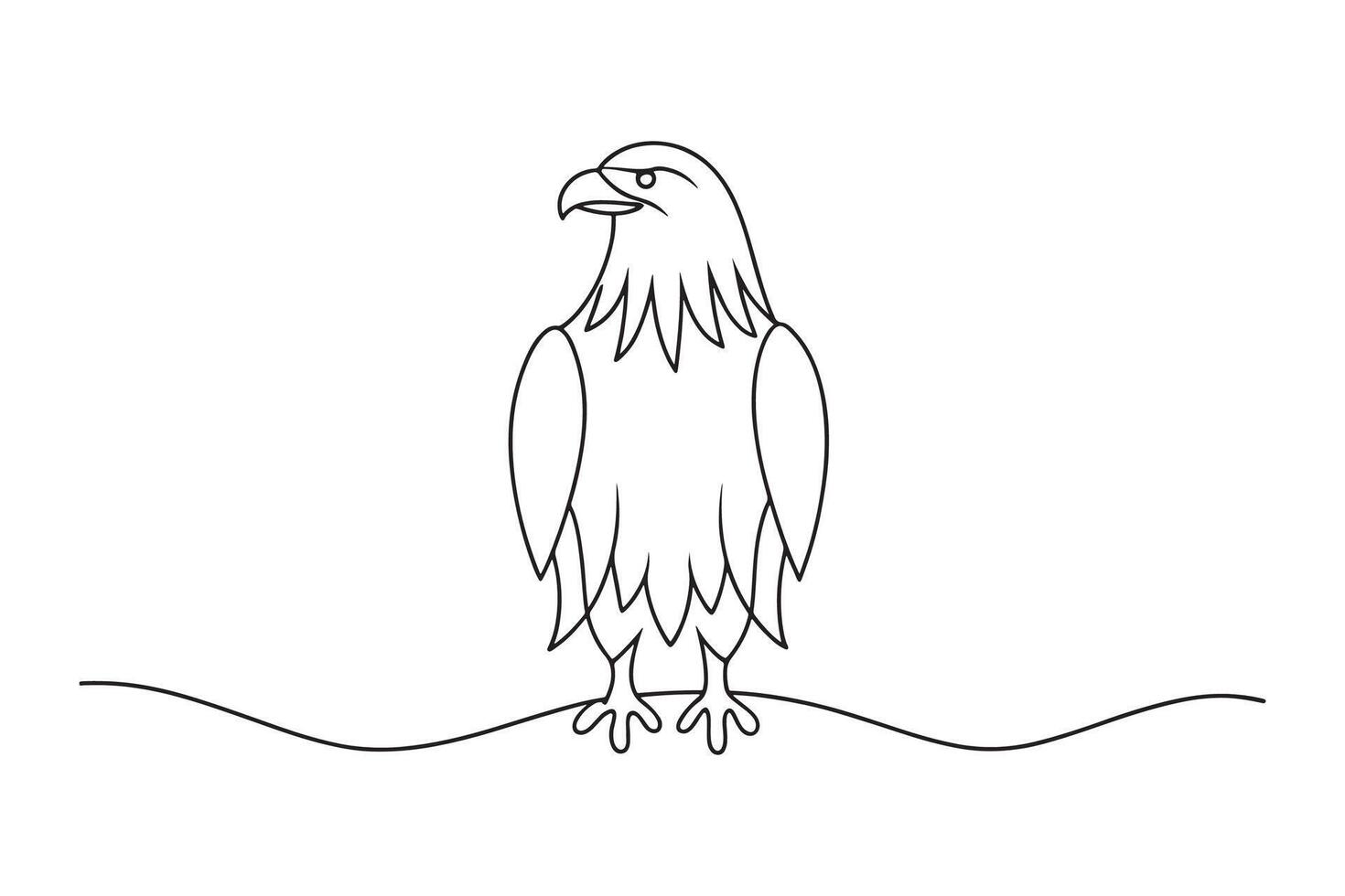 Eagle bird continuous line art flat illustration on white background vector