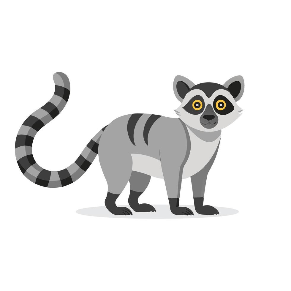 Lemur animal isolated flat illustration on white background vector