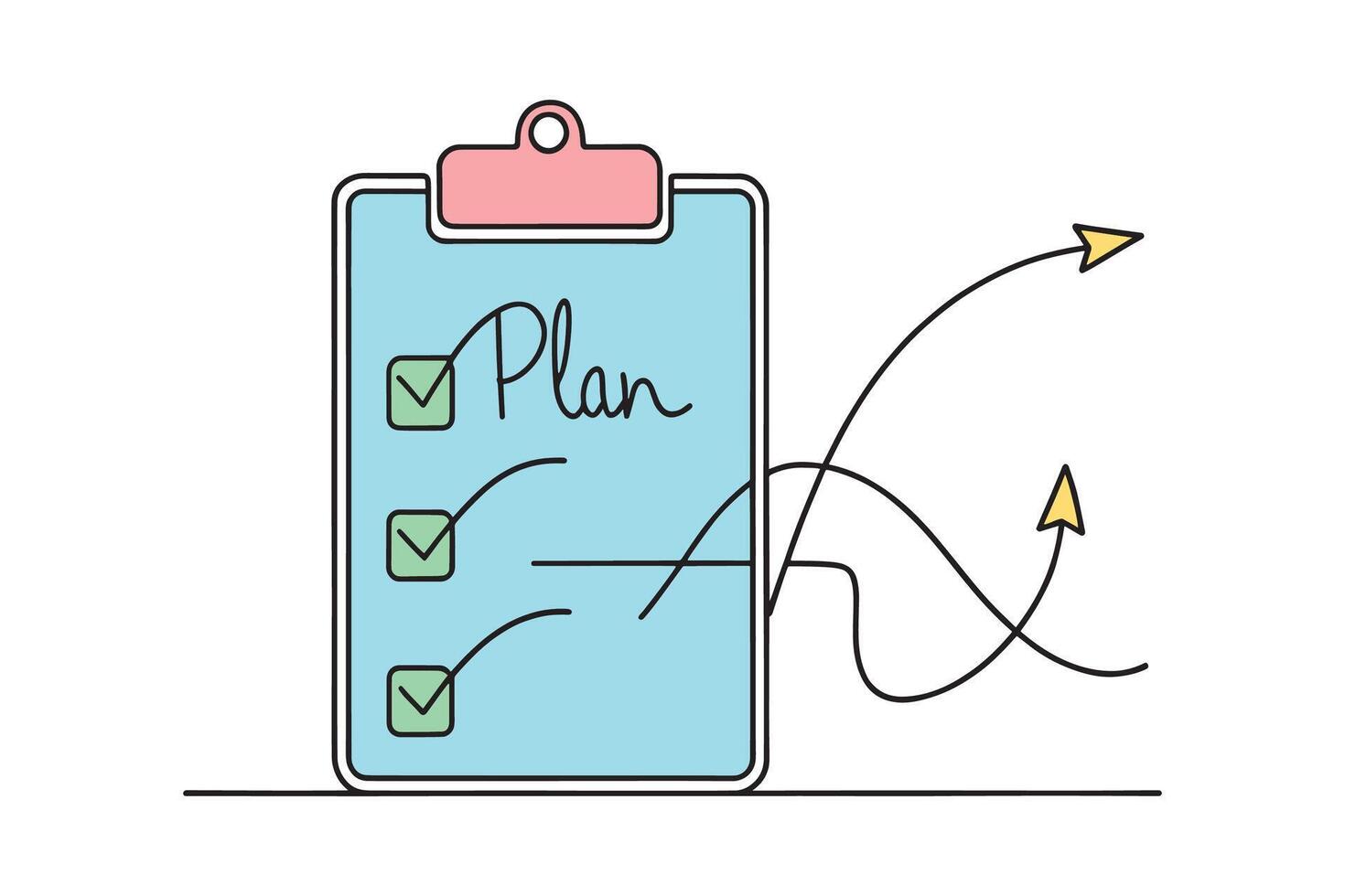 Make business plan isolated doodle line art flat illustration on white background. vector