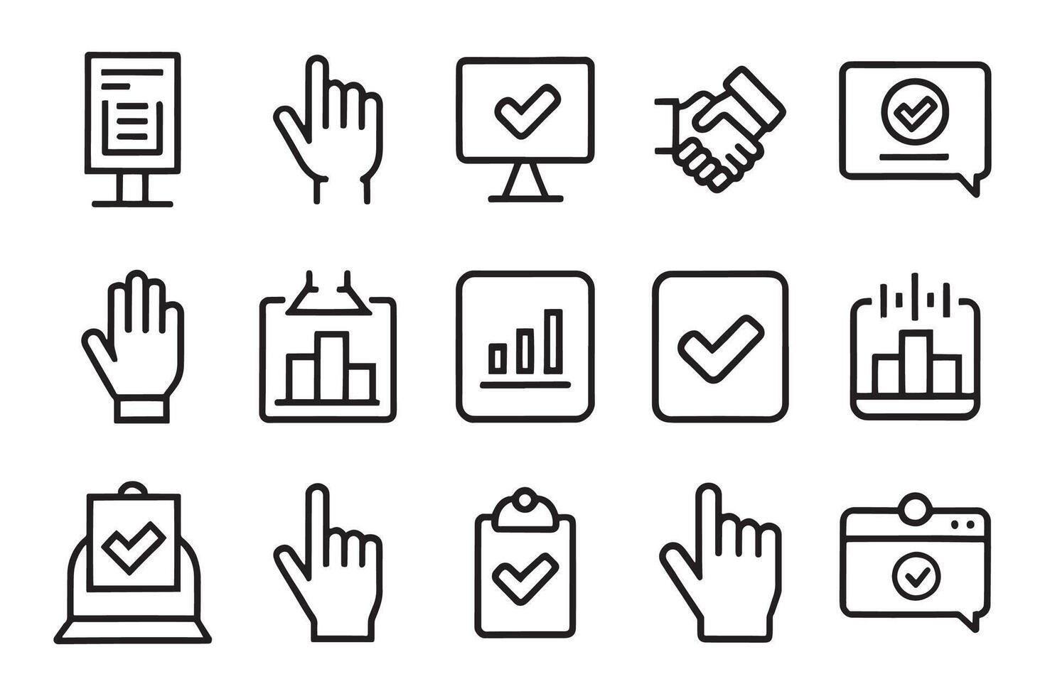 Raising Hands, Electronic voting and more related editable icon set isolated flat illustration white background vector