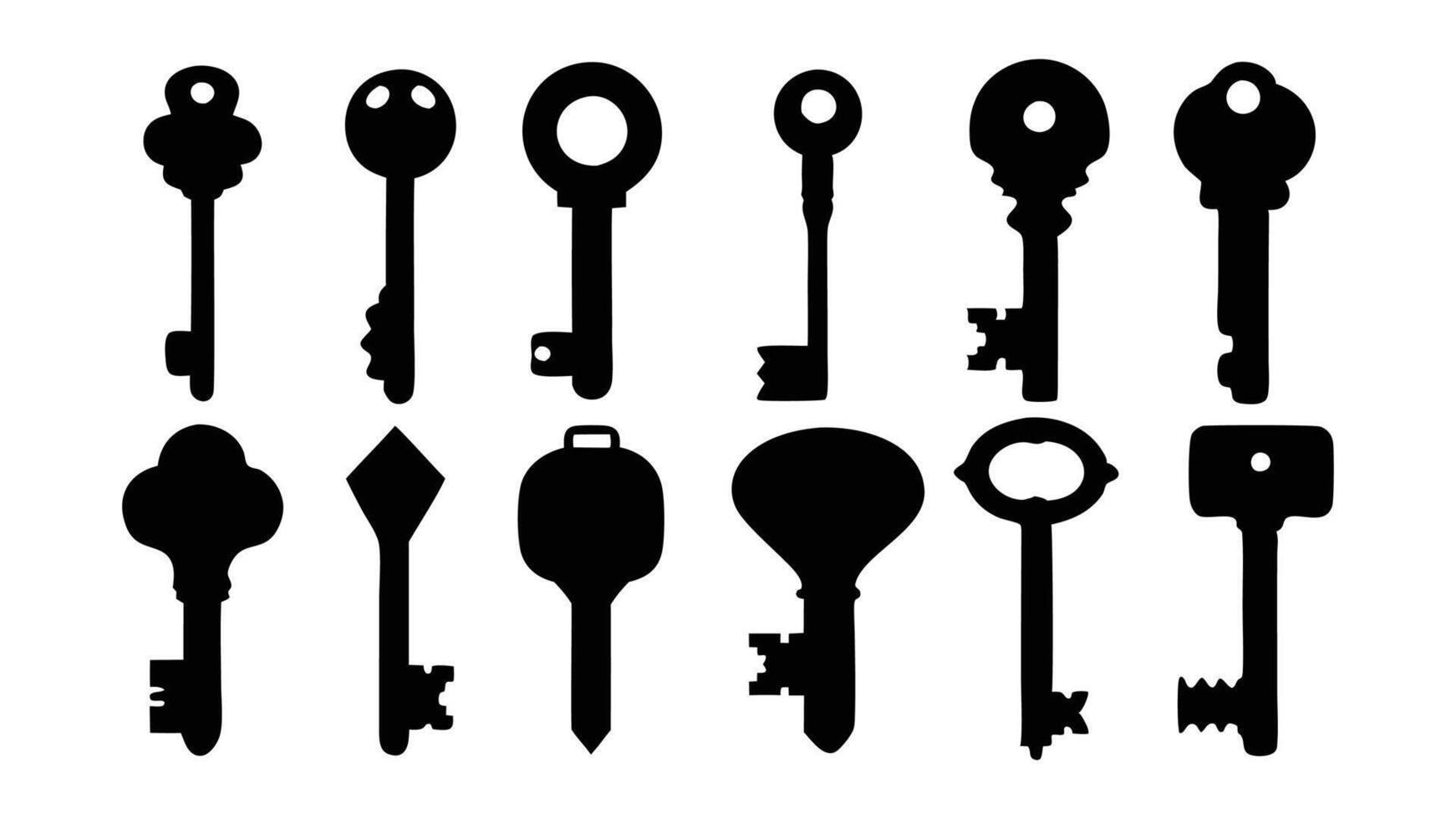 Key silhouettes set isolated flat illustration on white background vector