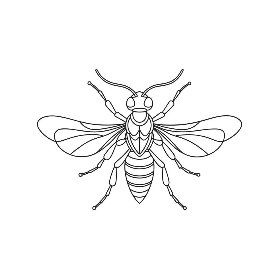 Hornet continuous line art flat illustration on white background. vector