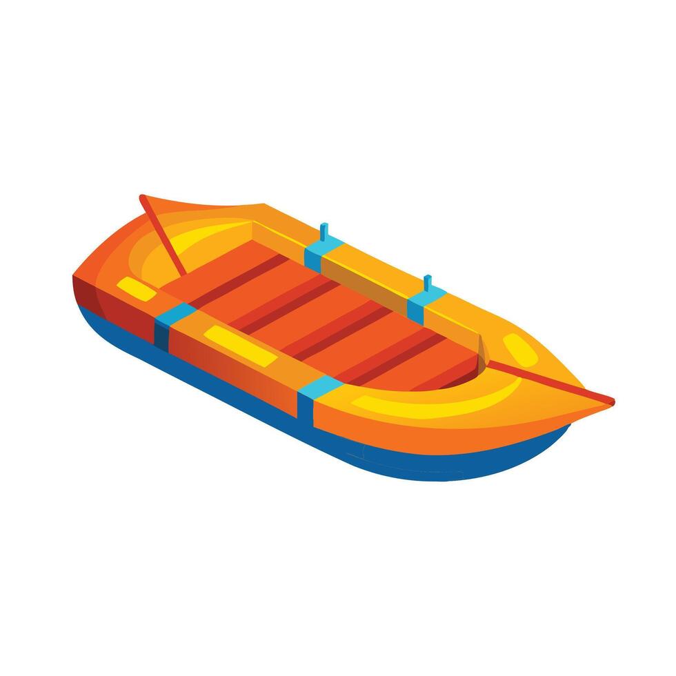 Raft Water Transport isolated flat illustration on white background. vector