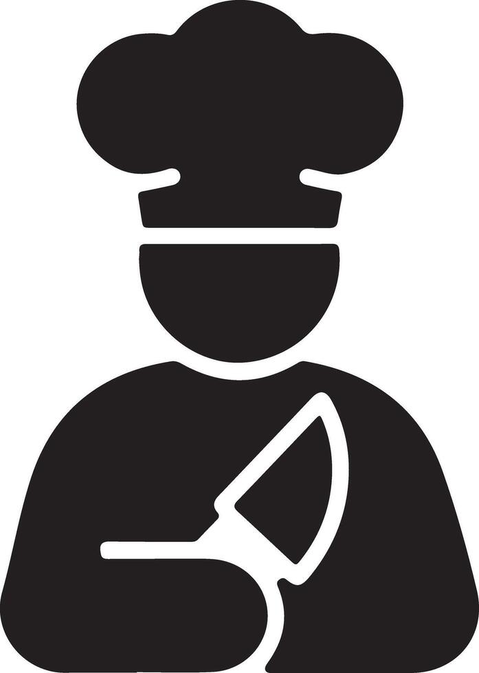 A black and white clip art image of a chef icon vector