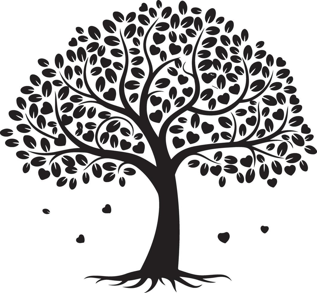 A tree and leaves that are falling illustration vector