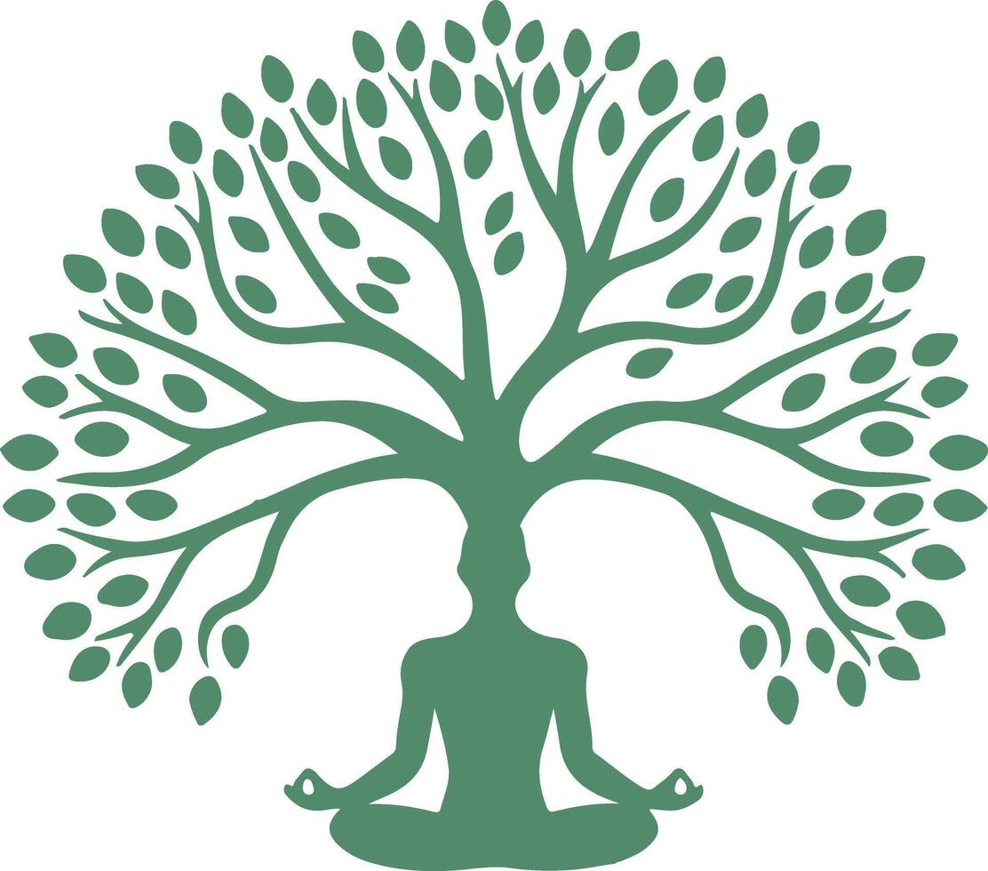 A silhouette of a person in a yoga tree pose vector
