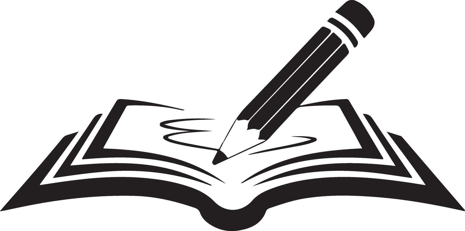 A logo with a pencil and a book vector