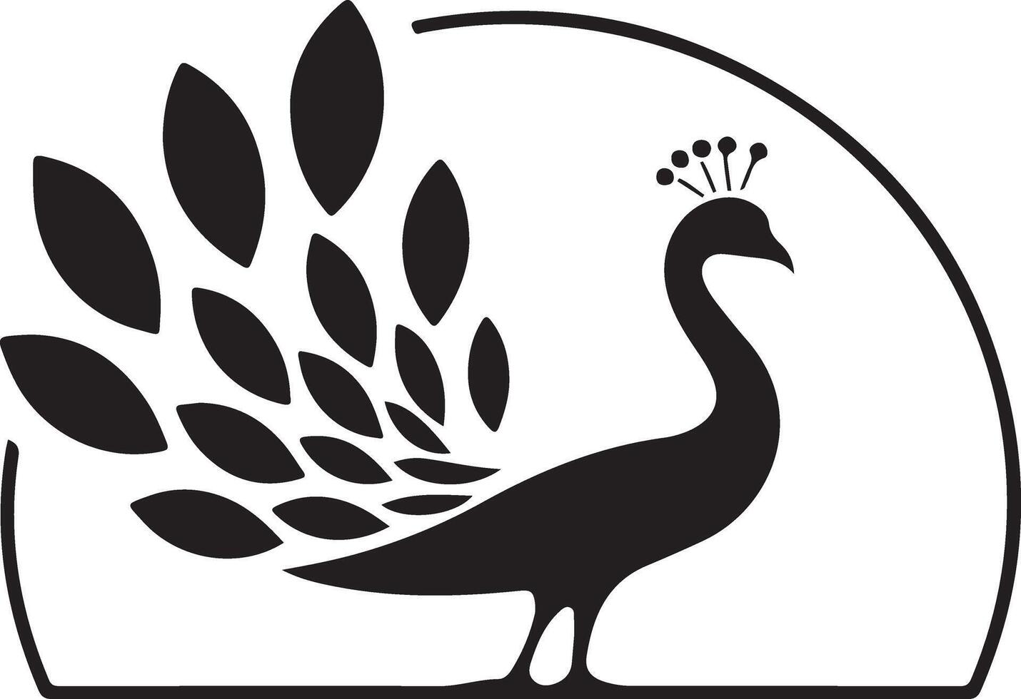 A logo with a silhouette of a peacock vector