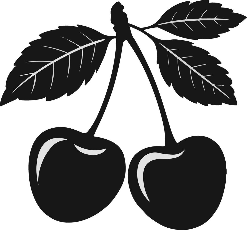 A silhouette of two cherries vector