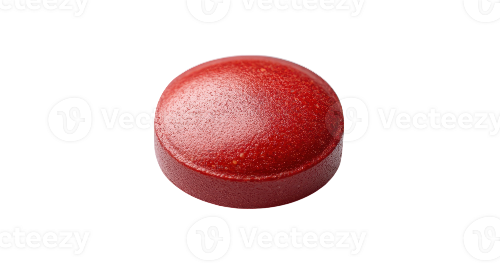 The vivid red tablet displays a shiny surface, set against a clear backdrop. png