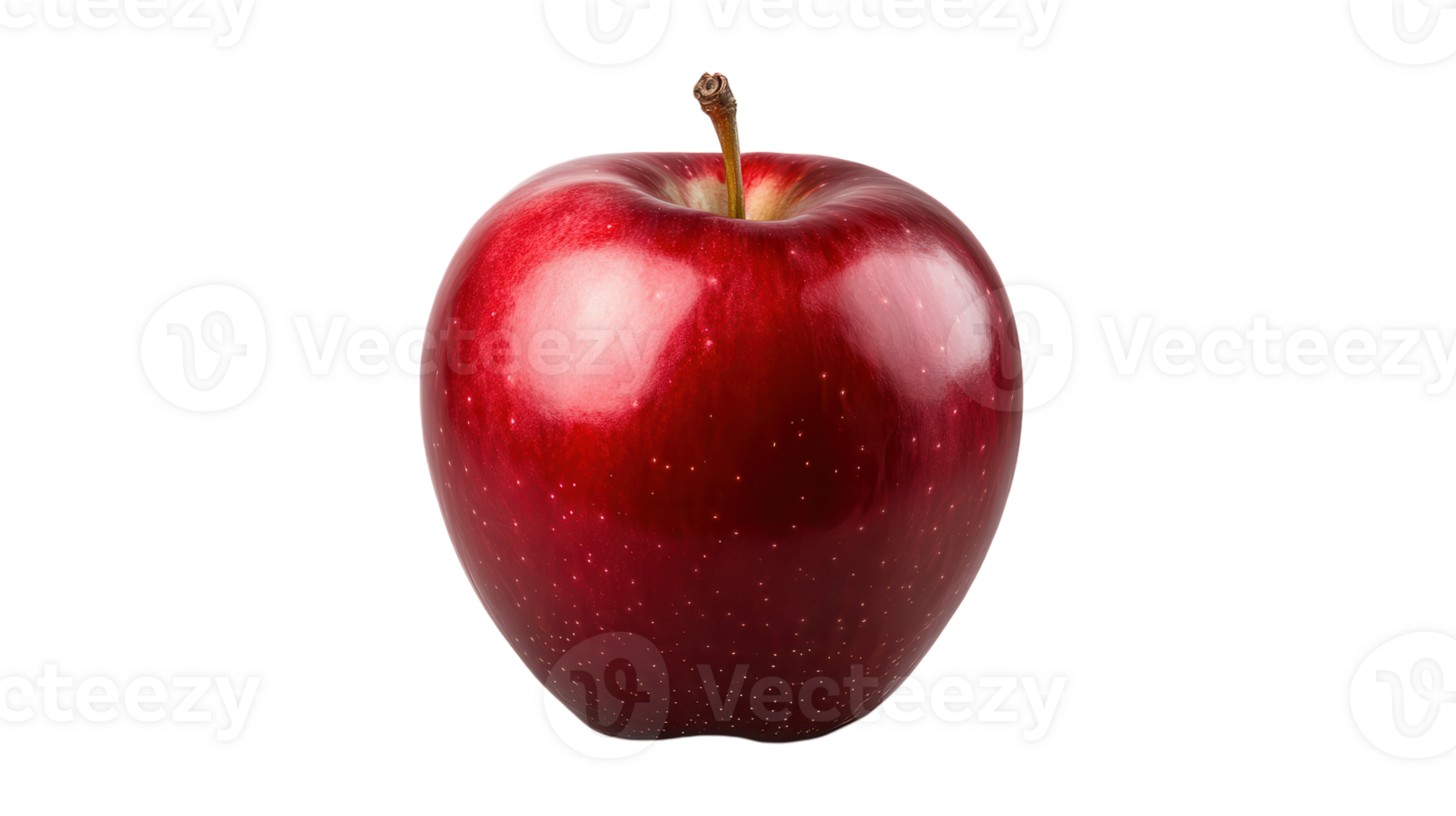 A glossy red apple showcases its rich color and smooth surface, inviting a crisp bite. png