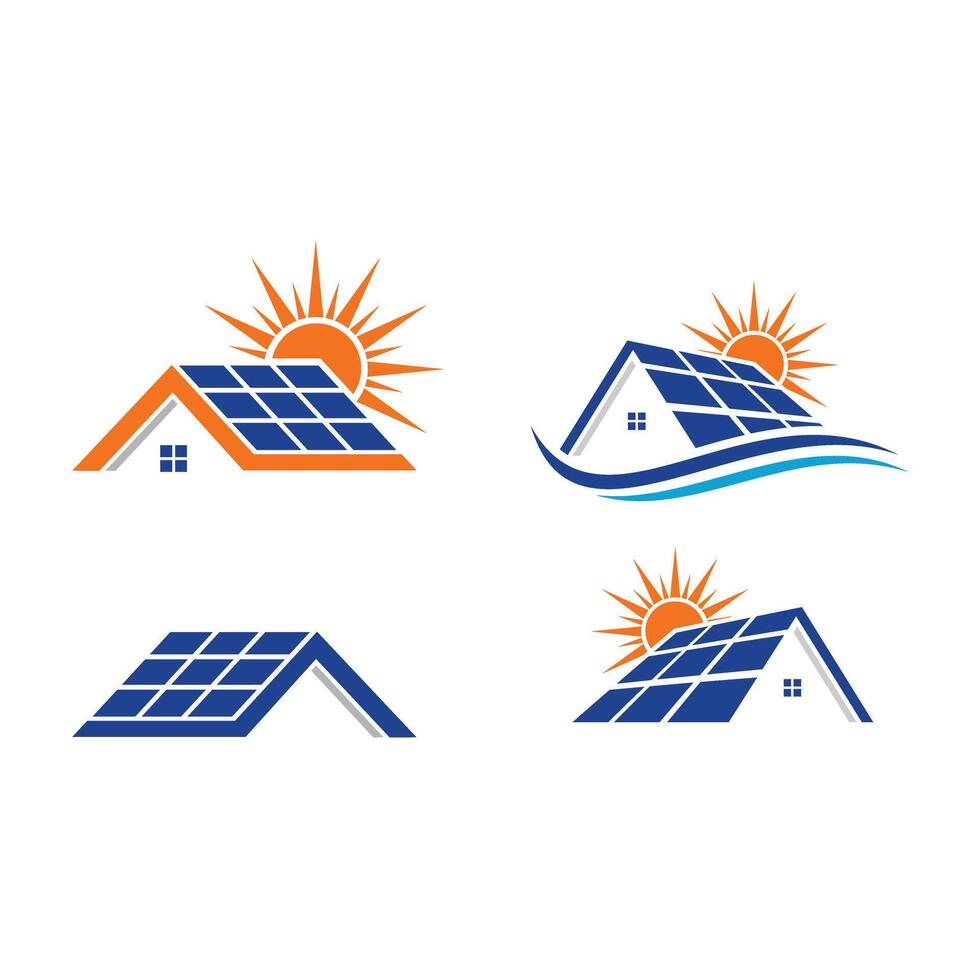 set of sun solar energy logo vector