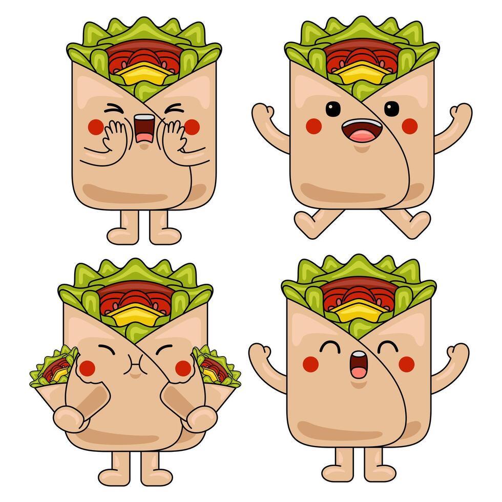 cute wrap mascot character illustration vector