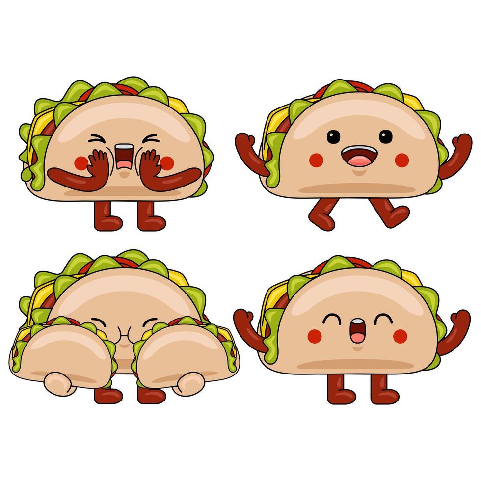 cute taco mascot character illustration vector