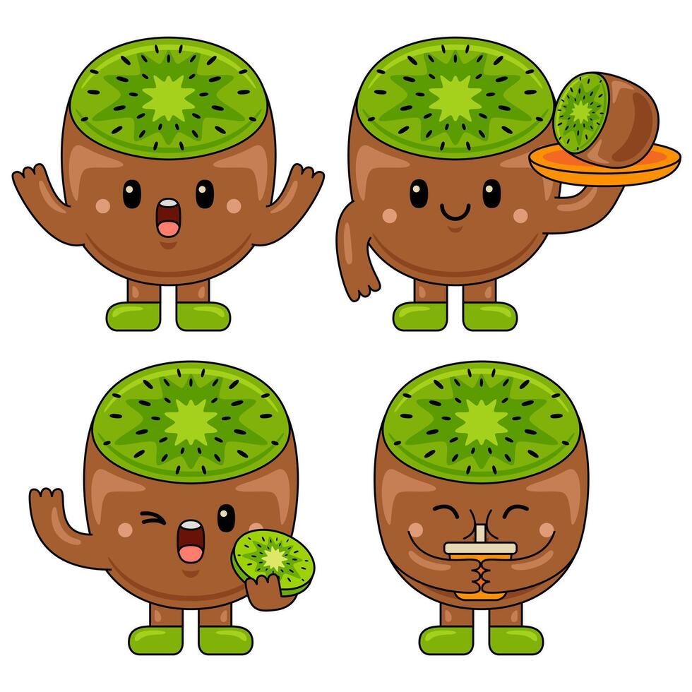 Cute Kiwi Fruit Character Mascot Illustration vector