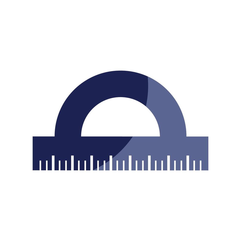 Ruler icon. Protractor. illustration. Flat design. School tool. Geometry tool vector