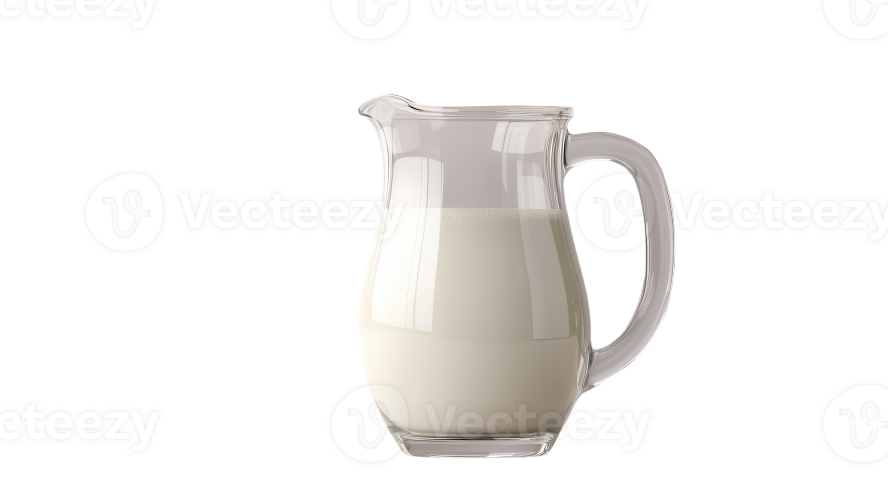 A clear pitcher brimming with fresh, creamy milk showcases its smooth texture and inviting color. png