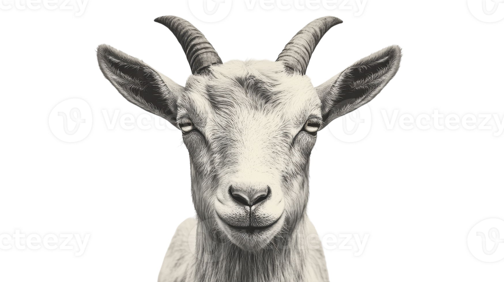 This delightful goat gazes calmly with a playful expression while surrounded by soft light. png
