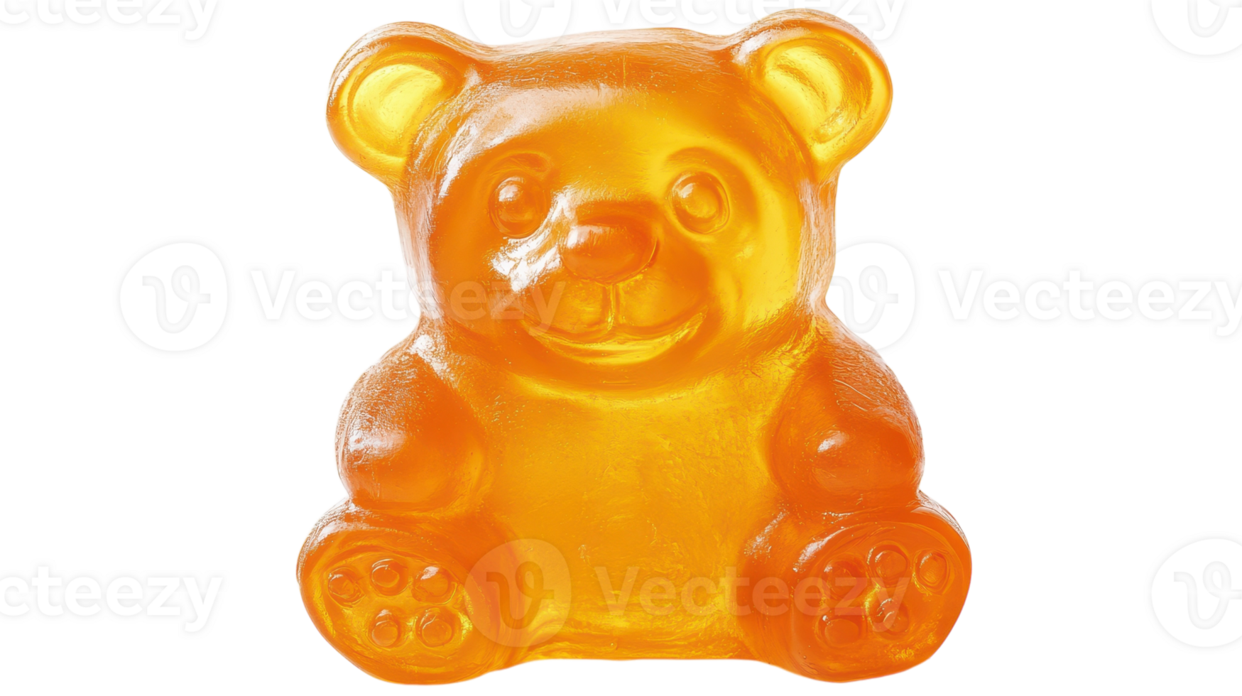 A cheerful gummy bear in vibrant orange color brings back sweet childhood memories of candy. png