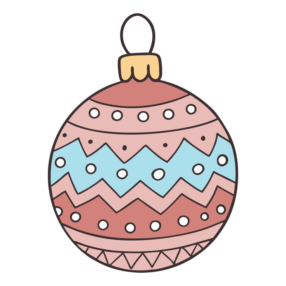 Doodle style Christmas ornament with zigzag and polka dot patterns vector